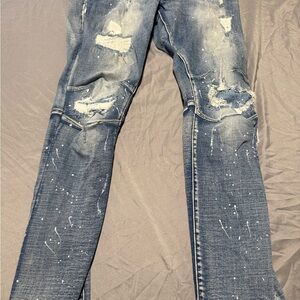 Men's Distressed Blue Skinny Jeans